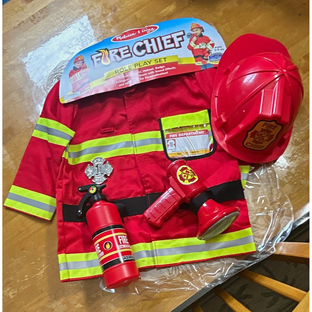 Melissa & Doug Fire Chief Role Play Dress-Up Set w/ Helmet & Jacket (Ages 3-6)